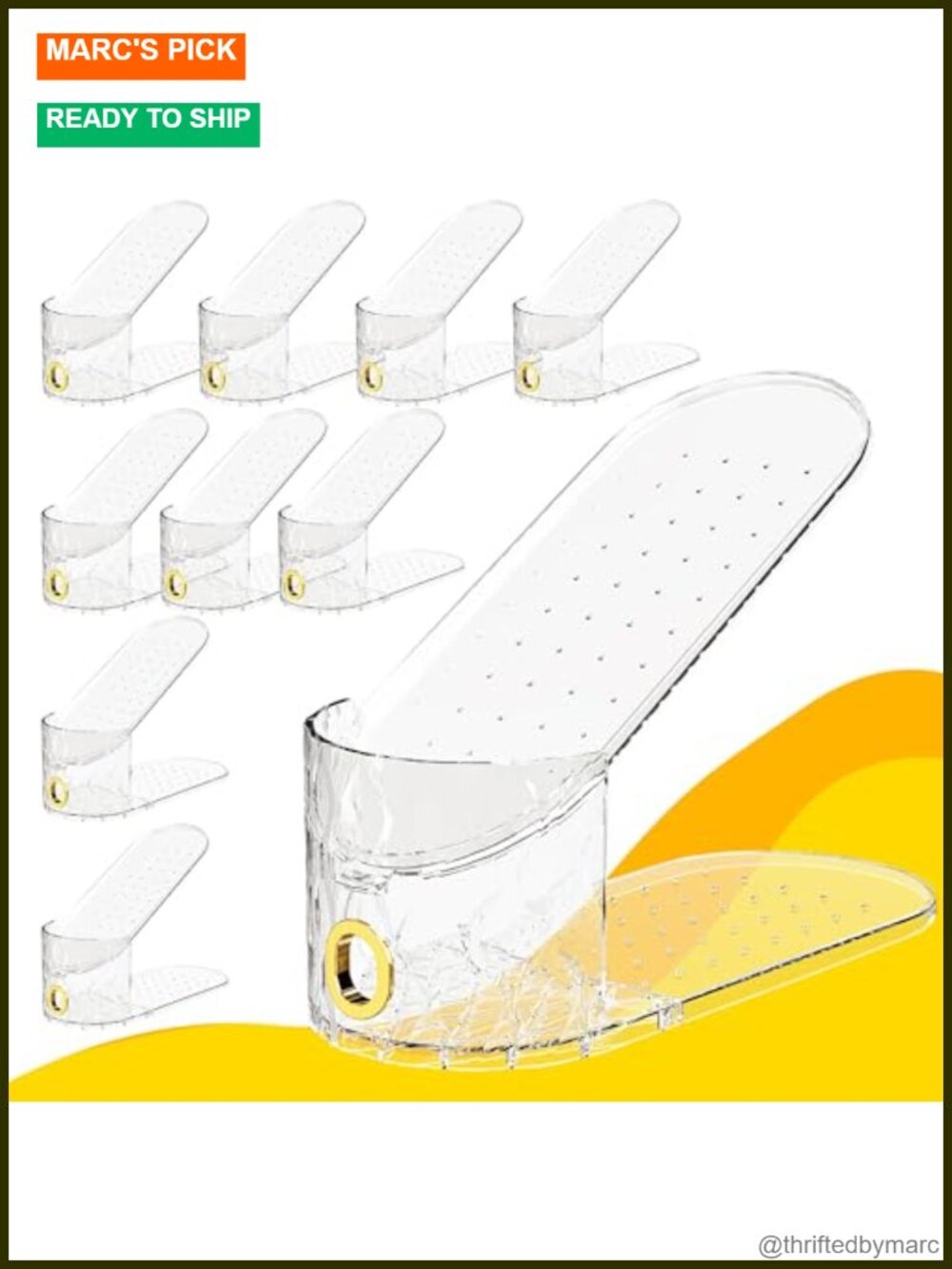 10 Pack Adjustable Shoe Slots Organizer Stackable PET Plastic Space Saver